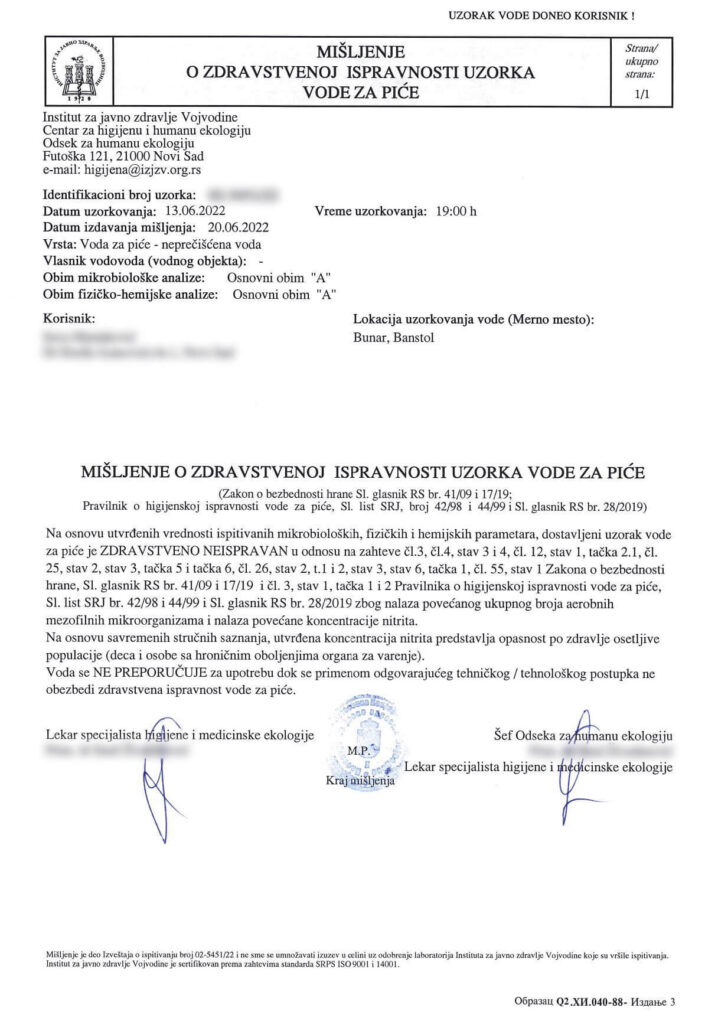 Analiza bunarske vode